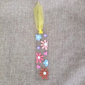 Boho Floral Clear Acrylic Bookmark Retro 70s Gift for Reader Book Accessory